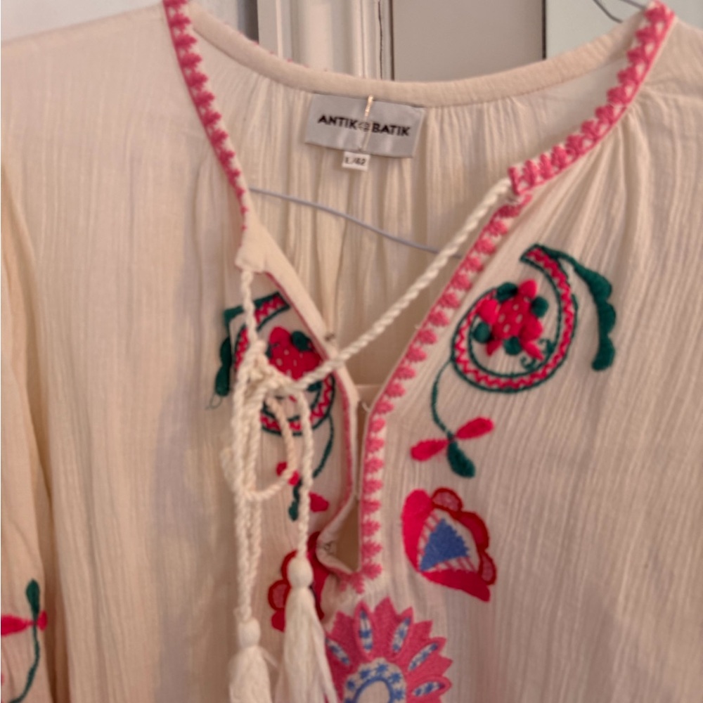 Anthropology Cream Dress with Colorful Embroidery - Picture 2 of 4